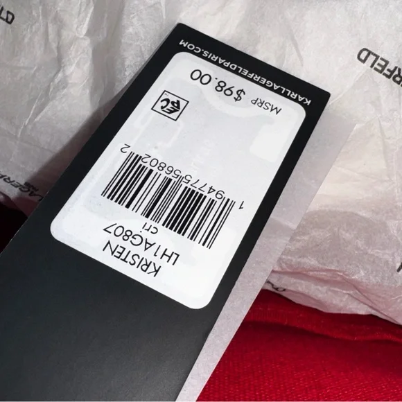 KARL LAGERFELD PARIS Kristen Tote Bag in Red canvas and saffiano leather - Picture 12 of 13